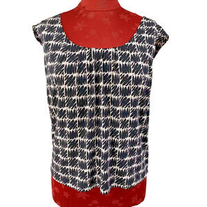 Calvin Klein Casual Top Size M Black & White Sleeveless Blouse Scoop Neck Career